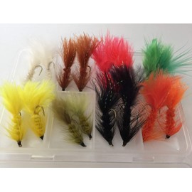 BestCity Fly Fishing WOOLLY BUGGER Set of 16 wooly buggers with FREE Clip shut Fly Box #337,