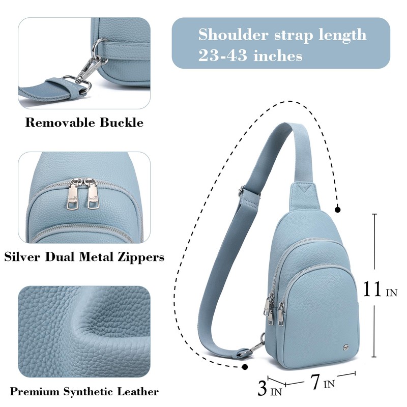 INICAT Crossbody Sling Bags Fanny Packs Leather Purses Chest Bag