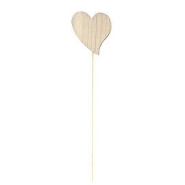 DARO DEKO Flower Stud Heart Brown with Wooden Stick 1 Piece