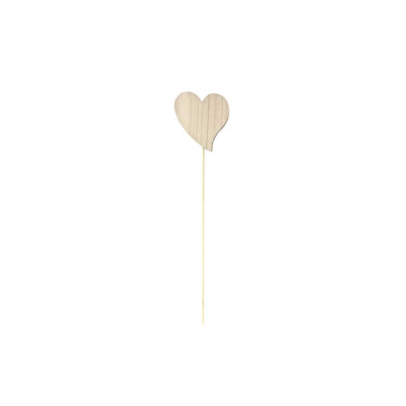 DARO DEKO Flower Stud Heart Brown with Wooden Stick 1