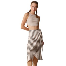 Koton Women's Wrap Over Patterned Midi Skirt, Anthracite (045)