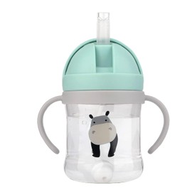 Neo10Ten Toddler Water Bottle Sippy Cup Weighted Straw, Trainer Cup with Handles 6+, Non Spill Toddler Sippy Cup, Baby Water Bottle, Leakproof, Green[220ml/ 7.7Oz]