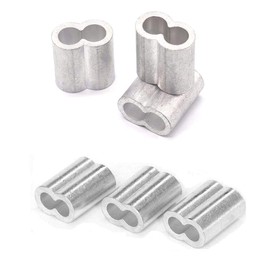 50pcs 4.0mm Aluminum Wire Crimping Loop Sleeve Double Ferrules Type for Wire Cable Rope Photo Hanging