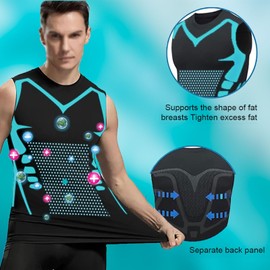 Men's Ionic Shaping Vest New Edition Crafted with Ultra Breathable Ice Silk Fabric for Ultimate Comfort and Perfect Body Sculpting, Black + grey