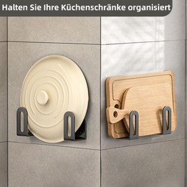VinBee Pot Lid Holder Lid Holder Kitchen Pan Lid Holders Set of 4 Pot Lid Organiser Wall Mount Suitable for All Custom Wide Multifunctional Stand Holder