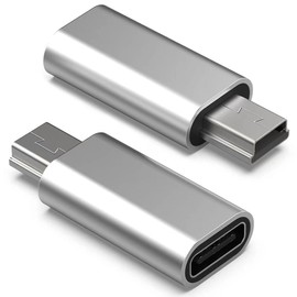 LIWEARE USB C to Mini USB Adapter, Type C Female to Mini USB Male, USB Mini to USB C Adapter for Digital Cameras, Computers and GPS (Silver)