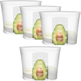 Annaklin Large Reusable Food Bags 4 Pack, 1.5 Quart(50.7fl.oz) 100% Silicone Storage Bags Stand Up Zip Silicone Food Container, Freezer Microwave Oven Dishwasher Safe, Translucent