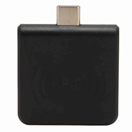 125KHz EM4100 RFID ID Card Reader with Type-C Plug Interface, RFID ID Phone Card Reader Supports OTG Function, Card Reader for PC, Phone, Tablet, Plug and Play (BLACK)