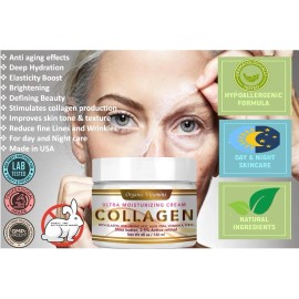 CREMA PARA LA PIEL DE COLÁGENO Y ELASTINA reafirmante cuidado facial antienvejecimiento belleza 4 oz