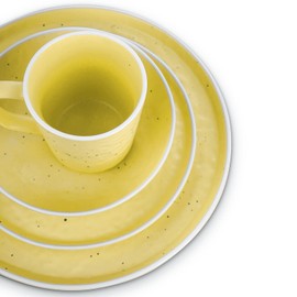 Stone Lain Elena Stoneware 16-Piece Round Dinnerware Set, Yellow, 16 Piece - Service For 4