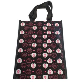 Fat-catz-copy-catz Eco Friendly Black Love Hearts Lunch Shopping Bag 30x25x9cm