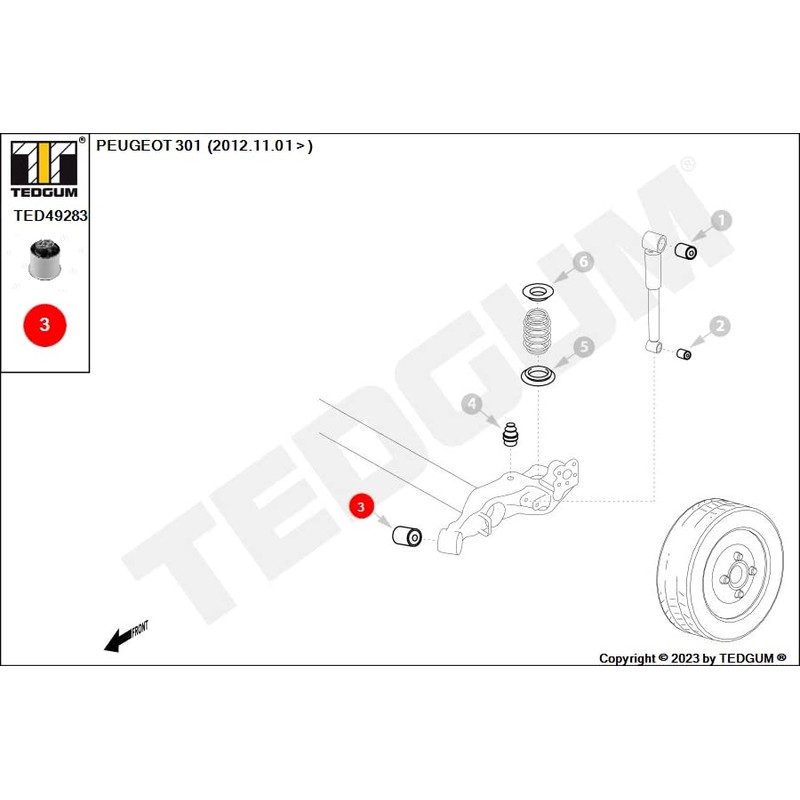 TEDGUM TED49283 REAR SUPPORT BUSHING (LEFT/RIGHT)
