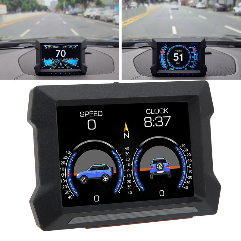 Universal Car HUD OBD2 GPS Gauge Display with Slope Meter