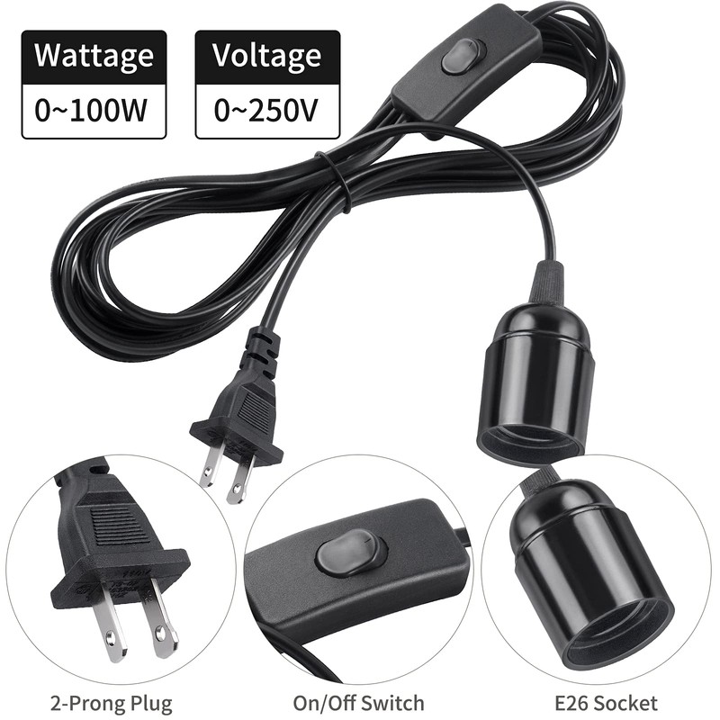 DiCUNO Extension Hanging Lantern Cord Cable, E26 Pendant Light Lamp