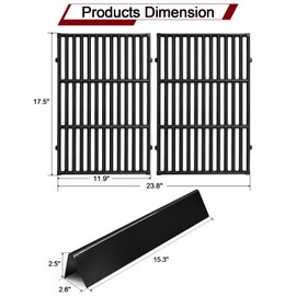 Hiorucet 7638 Grill Grates 7636 Flavorizers Bars for Weber Spirit 300 Series Grills with Front Mount Controls Weber Spirit II E-310 E310 E320 E330 S310 S320 S330 II S-310 Spirit 2 GS4 Grill Parts