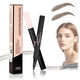 2 Pack Waterproof Eyebrow Pen, 3D Microblading Effect Natural Look, Dark Brown/Light Brown Shades Tint Eye Brow Pencil, Smudgeproof Long Lasting Define Fill Brows