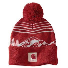 Carhartt Men's Knit Pom Mountain Beanie, Crabapple