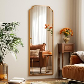 XRAMFY 21"x56" Gold Arch Full Length Mirror, Wall Hanging or Floor Mirror with Metal Frame, Modern Decorative Arched Mirror for Bedroom, Bathroom, Living Room, Entry, Vanity, Home