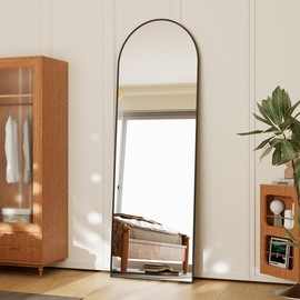 Koonmi Arched Full Length Mirror, 65"x24" Arched Black Floor Mirror, Standing Hanging or Leaning Full Body Mirror with Aluminum Alloy Frame for Living Room and Bedroom