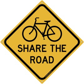 Share The Road 12" x 12" Tin Road Sign Bike Rider Cyclist Home Decor