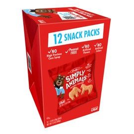 STAUFFERS Simply Animals Original Crackers - 12 Pack, 1oz Bags - Animal-Shaped Snacks with No High Fructose Corn Syrup, Artificial Flavors or Colors
