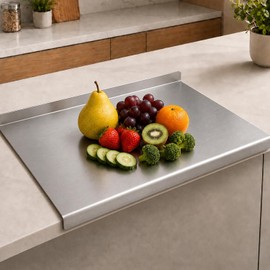 Stainless Steel Cutting Board with Lip for Kitchen，11.8×15.7in (B)