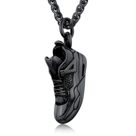 U7 Men Cool Sport Jewelry Stainless Steel Black Plated Running Shoe Pendant Necklace for Men