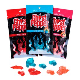 Ghost Pepper Hard Candy (3-Pack) - Watermelon, Blue Raspberry, and Cherry