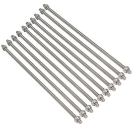 Yeebyee M6 x 250 mm 304 Stainless Steel Fully Threaded Rod, Right Thread 1 mm Pitch with 20 Pieces Lock Nuts, 10 Pieces/Pack
