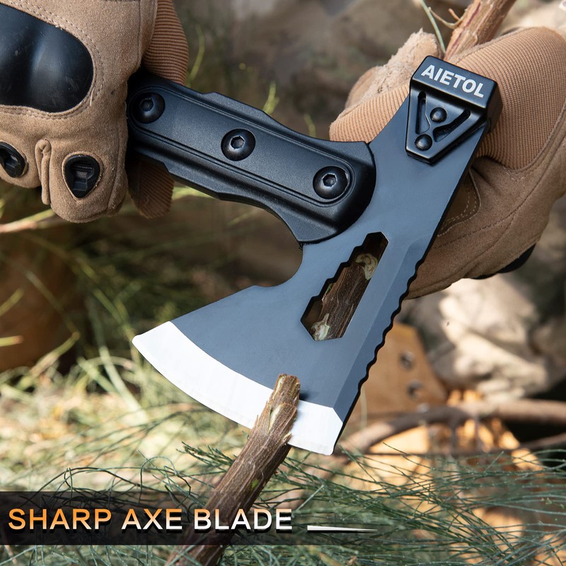 10.5 inch Survival Camp Axe, Camping Hatchet/Hammer Tool with Sheath