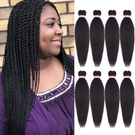 Pre-stretched Braiding Hair Synthetic Braids Professional Hair Extensions for Braiding 20 Inch Yaki Texture Straight Dark Brown Color Crochet Twist Hair 8Pcs/lot (#4)