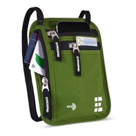 Neck Wallet for Travel & Passport Holder with RFID Blocking - Slim & Easy to Conceal Nylon Travel Pouch for men & women - Holds Phone, Cash, Cards, Keys - Sweat & Water Resistant - Large - Forest