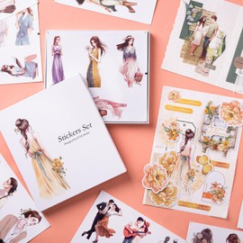 JOYCHOIC Scrapbook Stickers Set, 100Pcs Aesthetic Girls Sticker for Scrapbooking and Journaling, Junk Journal Supplies, Bullet Journals Materials, Planner Arts Craft Stuff Collage People Teens