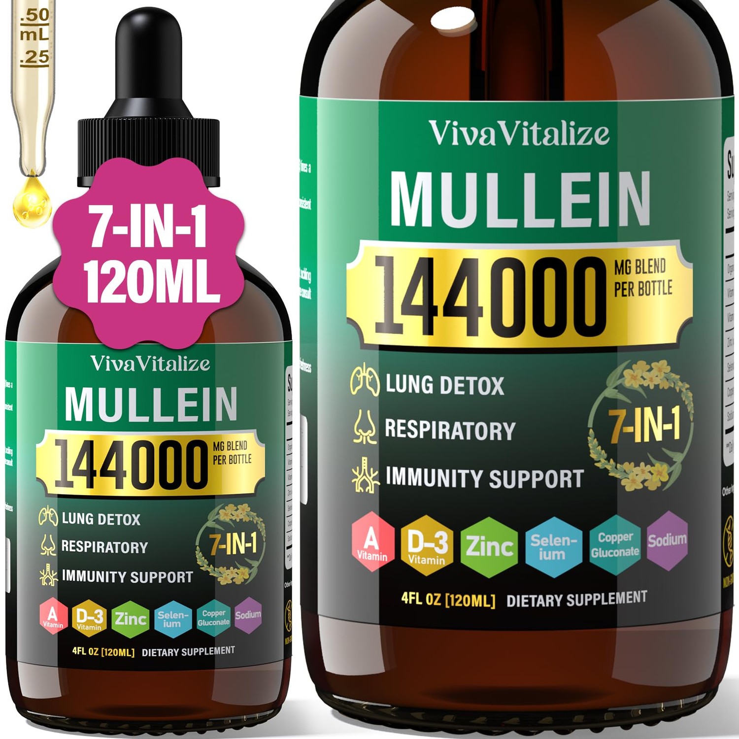 Mullein Drops for Lungs,144000mg Mullein Leaf Extract for Lungs Cleanse ...