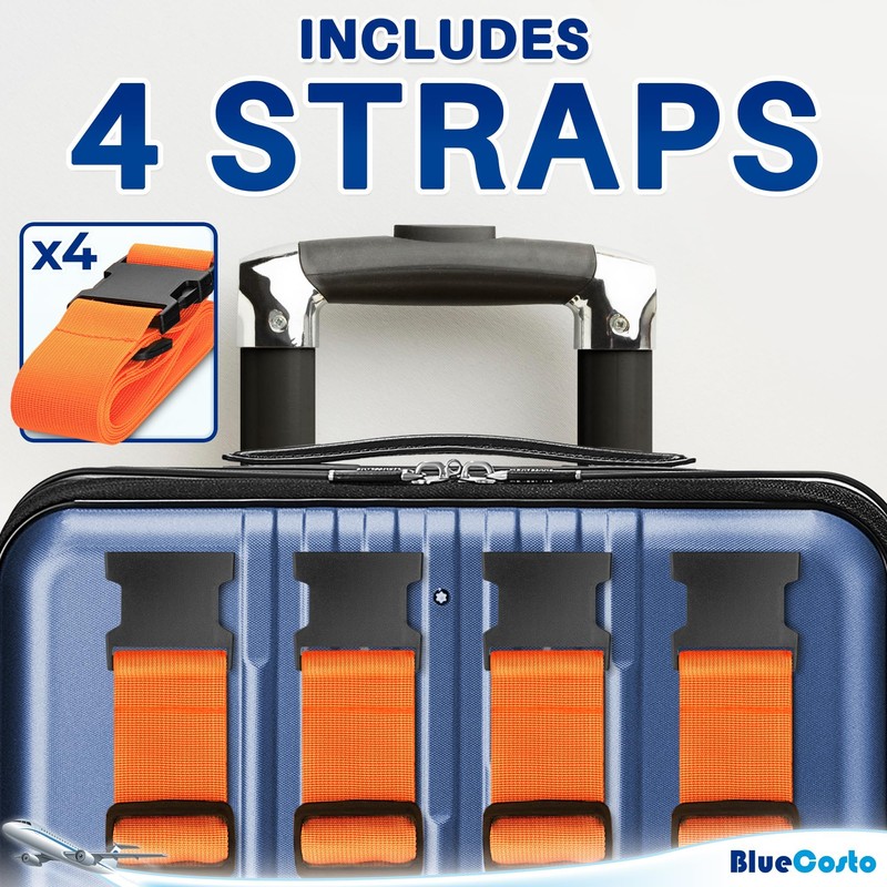 Luggage Straps for Suitcase - Orange, 6.5 ft x 2