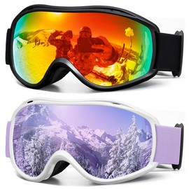 AVV Ski Goggles UV Protection, Anti-Fog Snowboard Snow Goggles OTG for Men Women Adults & Youths