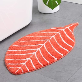 Cute Doormat for Kids - Microfiber Absorbent Bathroom Mats - Front Door Mat Carpet Floor Rug, Leaf Shape 19.7" x 37.4"