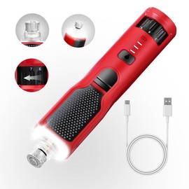 2-in-1 pet nail clipper and grinder, dog nail clipper trimmer, ultra quiet electric nail set, rechargeable, suitable for trimming toes and claws of dogs and cats of all sizes:_For Black Nails Pet 7-speed Nail Grinder - Red