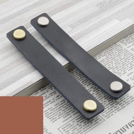 POFET 5pcs Nordic Wardrobe Cabinet Door Handle Soft PU Leather Door Handles for Cupboard Drawer Pull Knobs Furniture Hardware (26 x 156mm) - Black