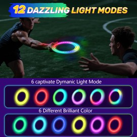 LNCOJOLM LED Flying Disc Toys for Kids Adults, Flying Ring Sport Yard Disc Toy for Outdoor Beach Backyard Lawn Park, Durable Sports Outdoor Toy Set Camping Essentials for Boys Girls