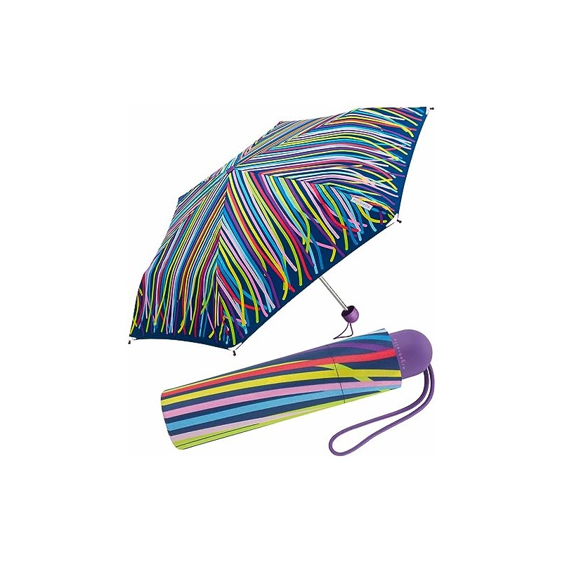 Ergobrella Children's Pocket Umbrella with Reflective Elements, Funny Stripe, Striped