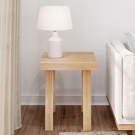 Plank+Beam Classic Square Side Table, Slim Side Table for Living Room, Narrow Nightstand for Small Spaces, Wood End Table for Bedroom, Blonde Wirebrush
