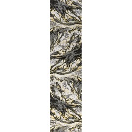 JONATHAN Y SOR203D-28 Swirl Marbled Abstract Indoor Runner-Rug, Casual, Contemporary, Transitional Easy-Cleaning,Bedroom,Kitchen,Living Room,Non Shedding, Black/Yellow, 2 X 8