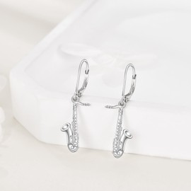 YFN Saxophone Earrings Sterling Silver Dangle Drop Leverback Earrings Music Jewelry Saxophone Gifts for Women Men Saxophone Lover