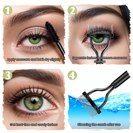 2 Pcs Portable Eyelash Mascara Separator Tool, Eyelash Separator Tool, Eyebrow Eyelashes Comb Separators with Metal Teeth for Women Girls, Makeup Tools