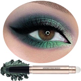 OVIQERKI 18 color eyeshadows stick shimmer,Highlighter waterproof eyeshadow pen,Colour pop eye makeup (green #11)