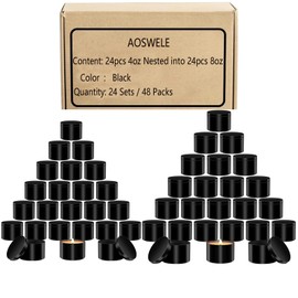 AOSWELE 48 PCS Candle Jars Bulk, 24 PCS 4 OZ & 24 PCS 8 OZ, Premium Empty Matte Black Candle Tins with Lids, Container Tin Can for Making Candles, DIY Vessel Candle Making Supplies Kit (Black)