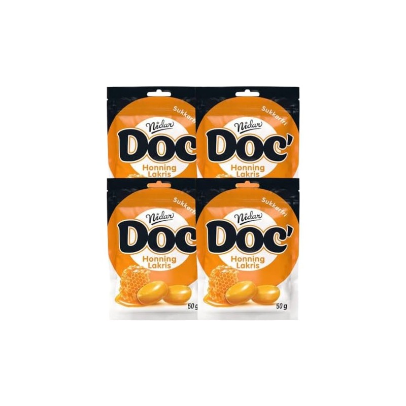 Nidar Doc Sugar-Free Honey-Licorice Candy, 50g, Pack of 4