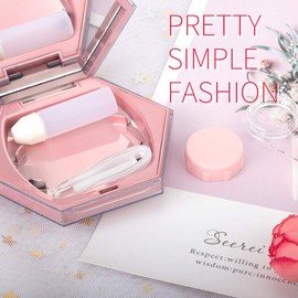 Color Sparkles Contact Lens Care Vision Care Nobleness Cute Contact Lens Cases Contact Lens Set Contact Lens kit Set Colored Contact Lenses for Women (Pink)