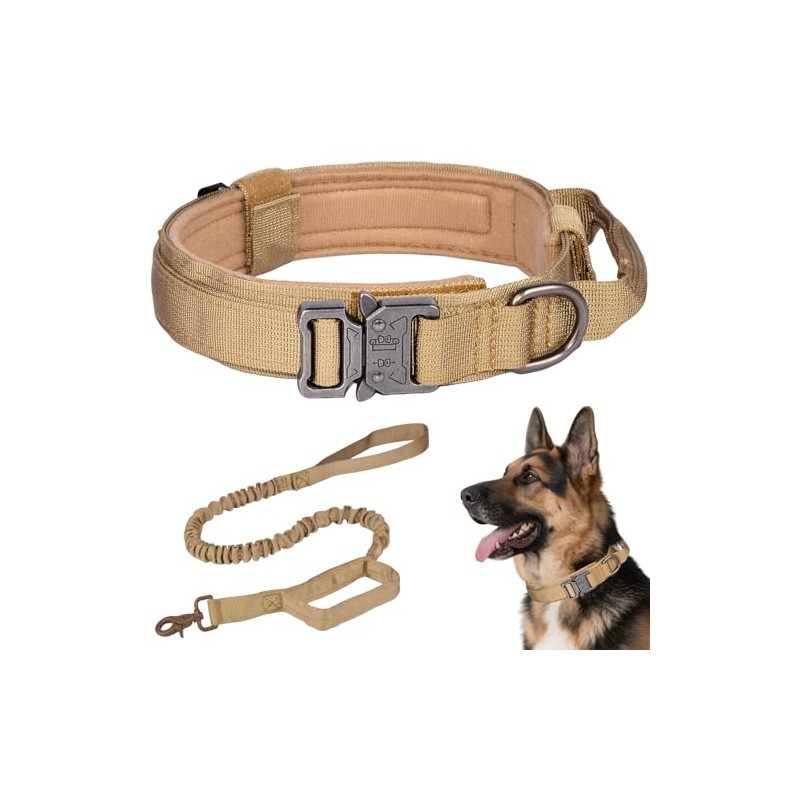 Collar para Perro Táctico Resistente y Ajustable con Correa Táctica